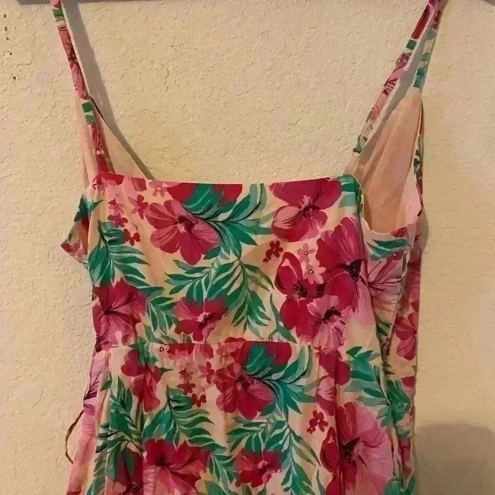 J.Crew Factory Floral  Rosette Coquette Wrap Sleeveless Midi Dress Size 6 - Picture 6 of 10